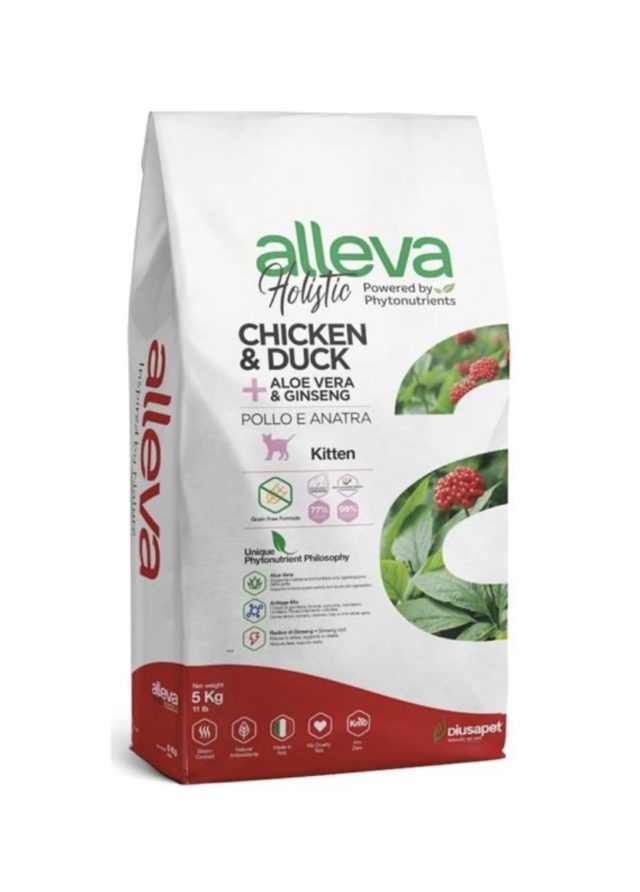 ALLEVA Holistic au poulet et canard pour chaton et femelle en gestation ou allaitante