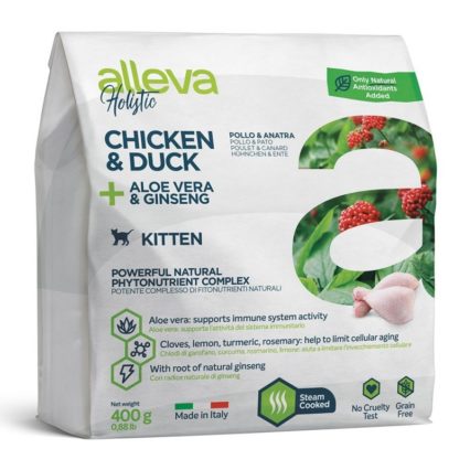 ALLEVA Holistic au poulet et canard pour chaton et femelle en gestation ou allaitante